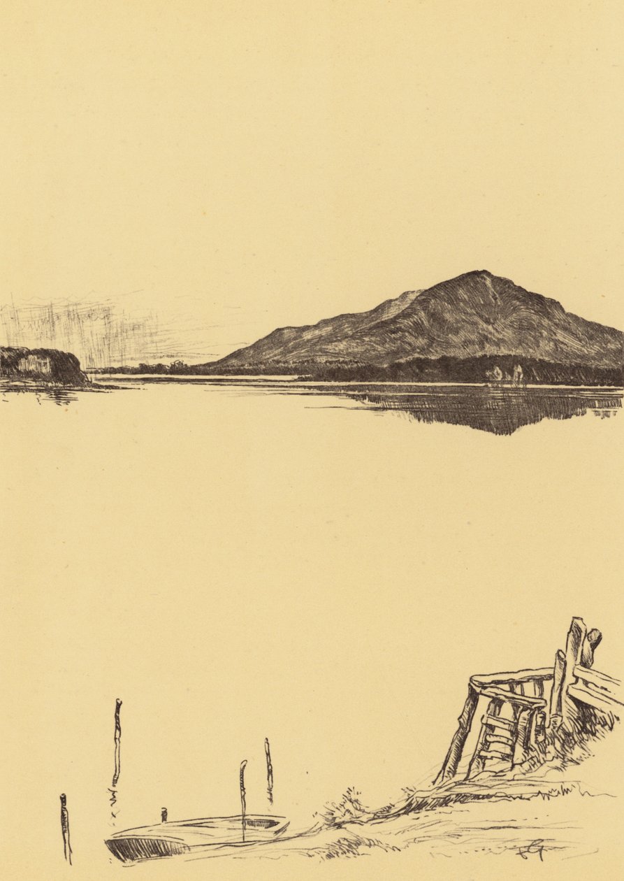 Windermere z Newby Bridge (litografia) autorstwa Frank Greenwood