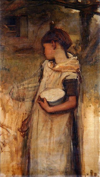 Dziewczyna z kwiatami (olej na płótnie) autorstwa Frank Holl