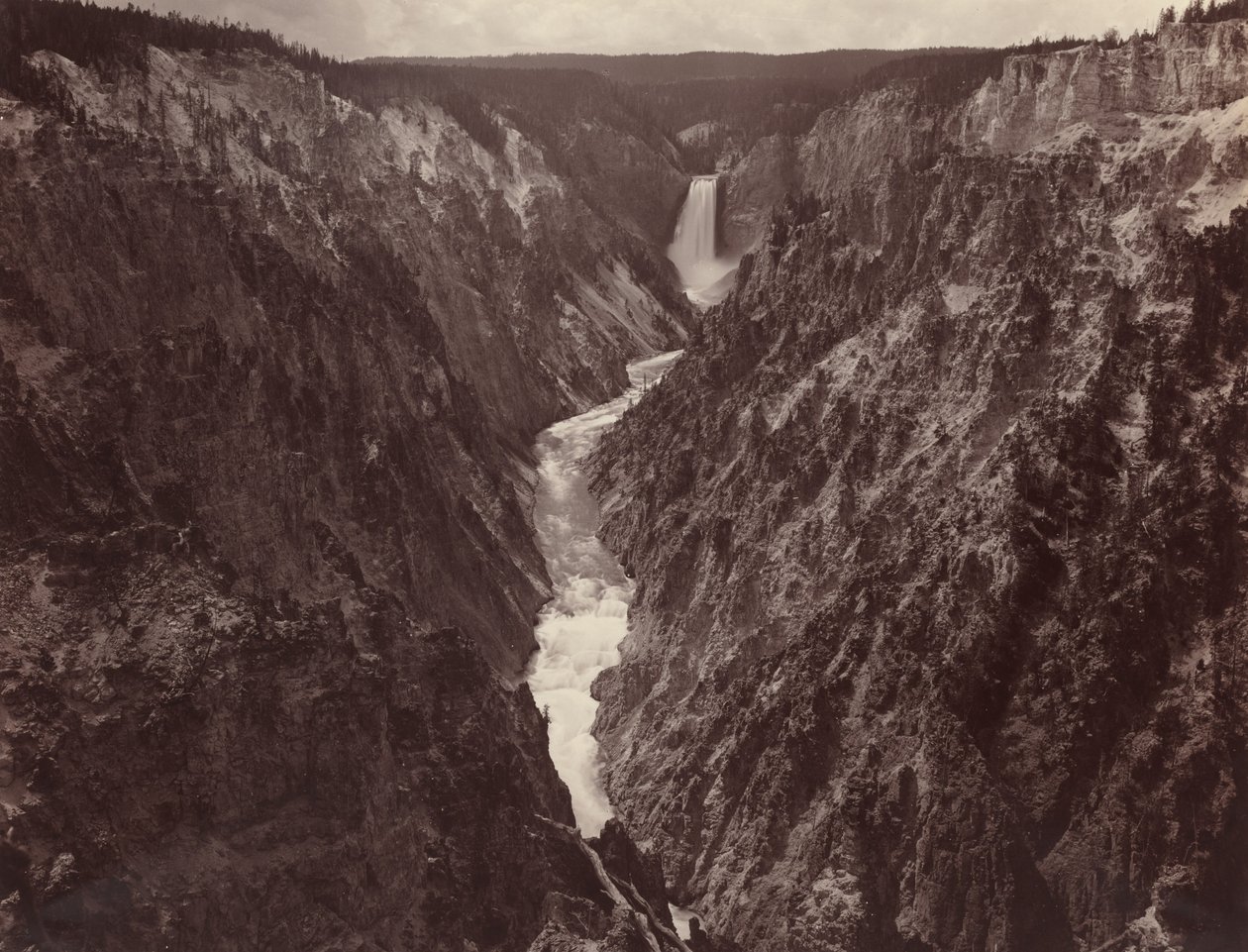 Wielki Kanion Yellowstone i wodospady, ok. 1884 (zdjęcie) autorstwa Frank Jay Haynes