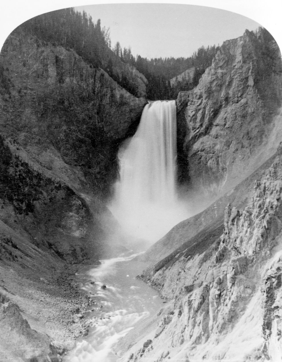 Great Falls of the Yellowstone, 360 stóp, ok. 1883 (zdjęcie czarno-białe) autorstwa Frank Jay Haynes