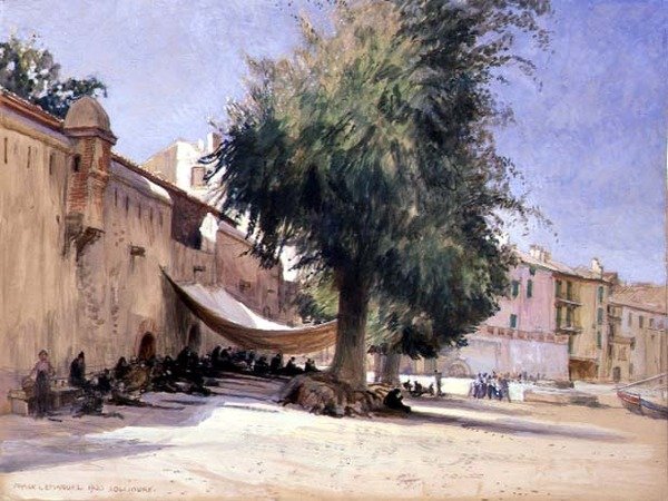Naprawiacze sieci, Collioure autorstwa Frank Lewis Emanuel