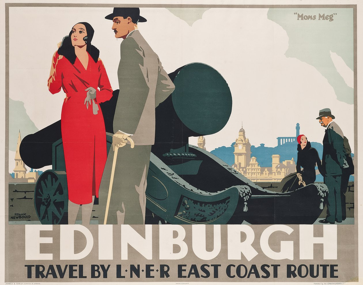 Plakat reklamujący trasy LNER ze wschodniego wybrzeża do Edynburga autorstwa Frank Newbould