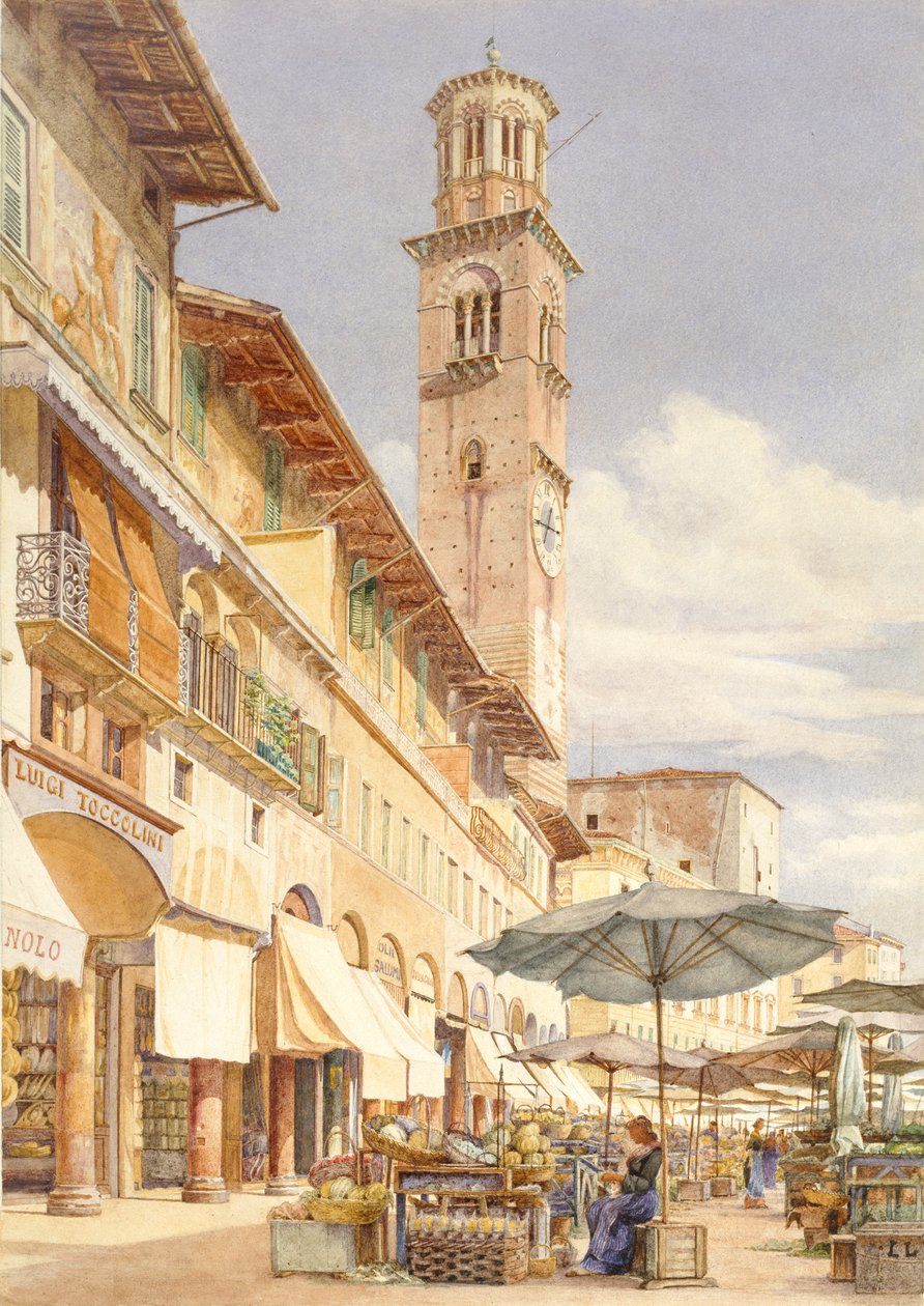 Piazza delle Erbe, Werona, czerwiec - wrzesień 1884 autorstwa Frank Randal