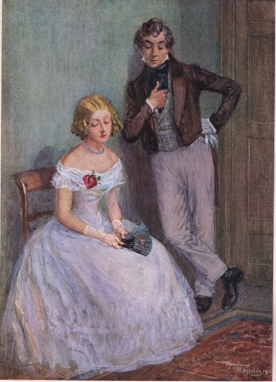 "Jestem pewna, że nie wiem, co ma pan na myśli, panie Swiveller", powiedziała panna Sophy ze spuszczonymi oczami, ok. 1920 r. (kolorowa litografia). autorstwa Frank Reynolds