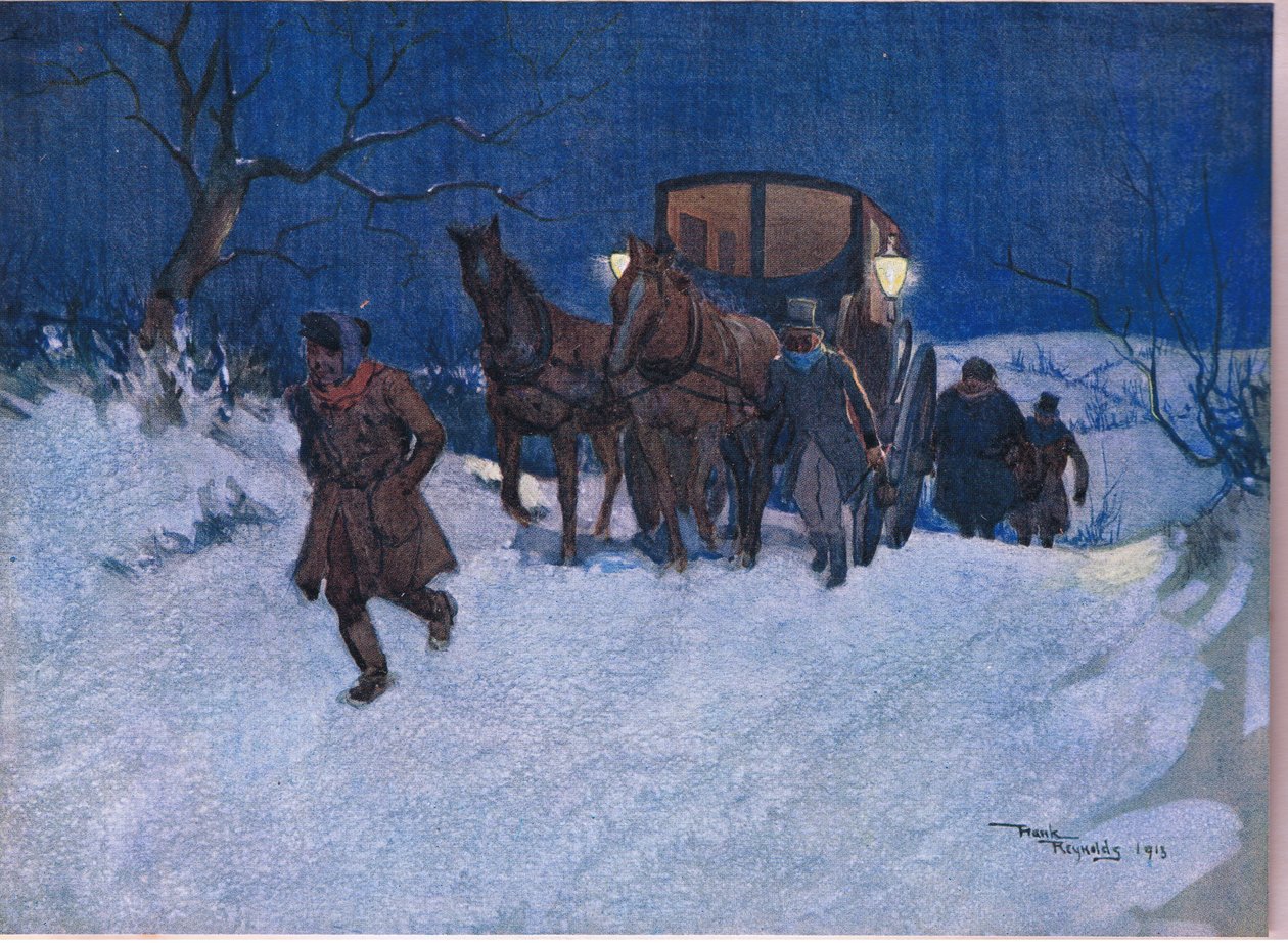 Blisko końca podróży, ok. 1920 r. (kolorowa litografia) autorstwa Frank Reynolds
