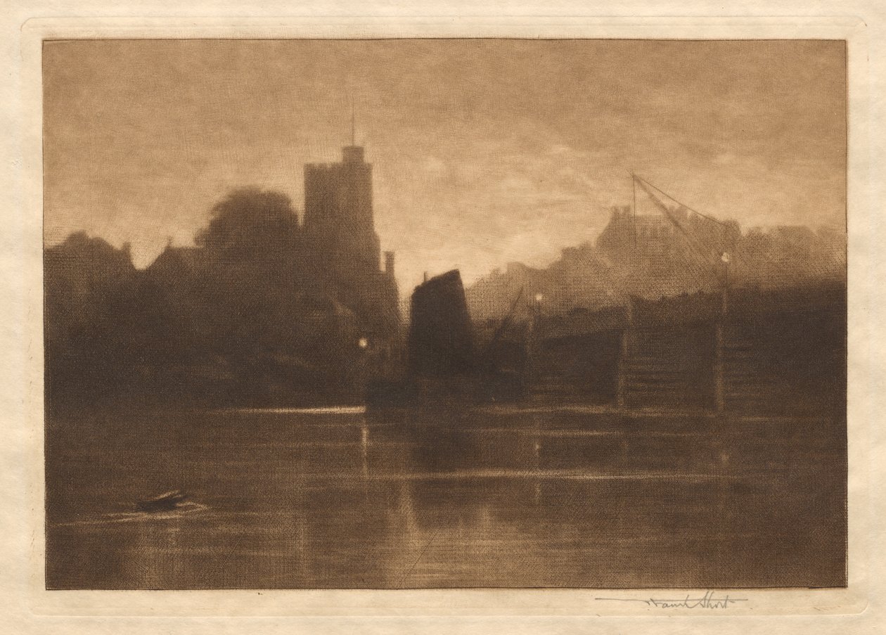 Odpływ, most Putney, 1885. autorstwa Frank Short