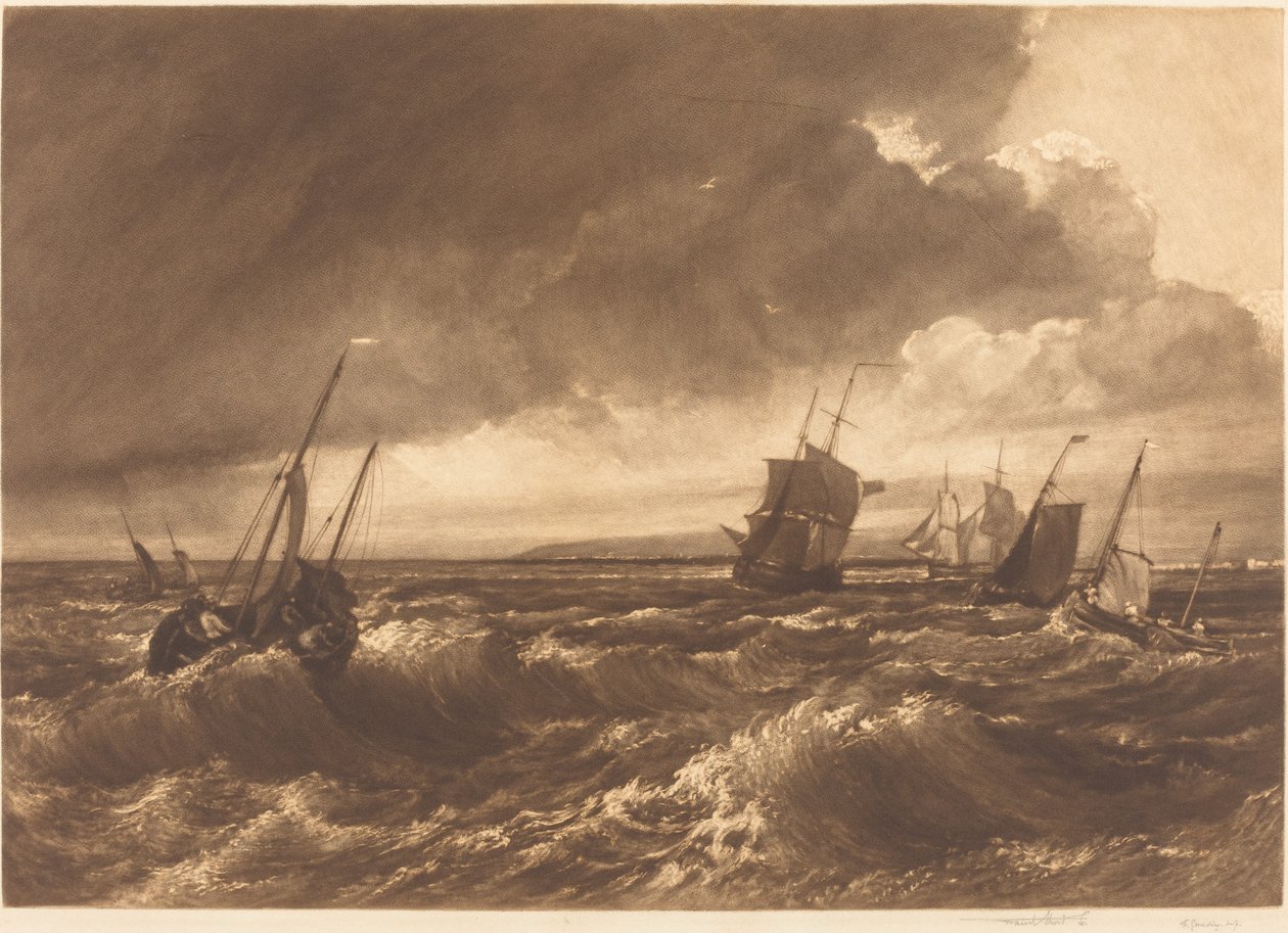 Usta Tamizy Isle of Sheppey w oddali, 1891. autorstwa Frank Short