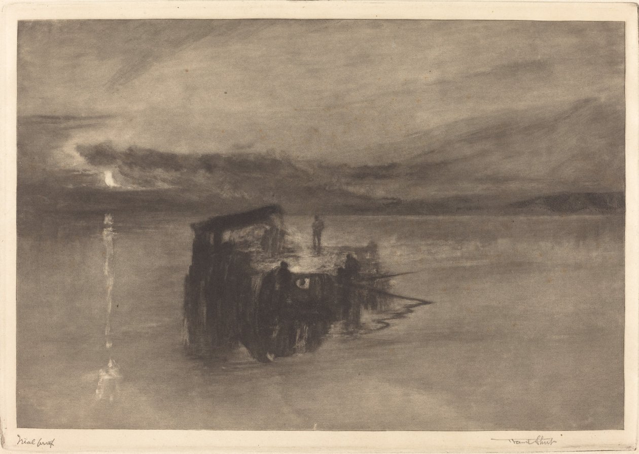 Drewniana Tratwa na Renie autorstwa Frank Short, after Joseph Mallord William Turner