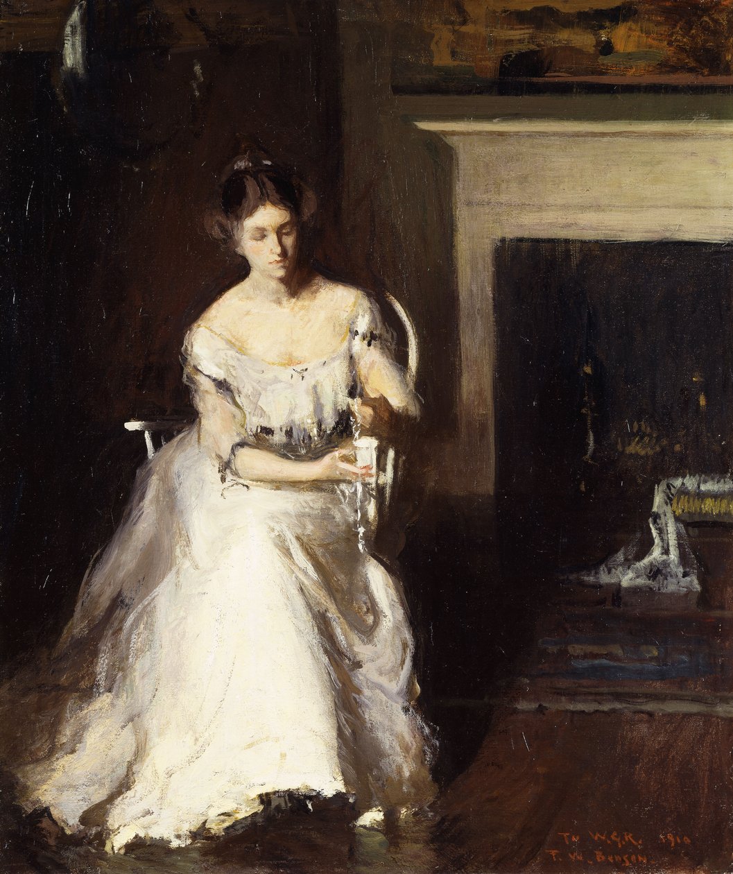 Kobieta podziwiająca koronki autorstwa Frank Weston Benson