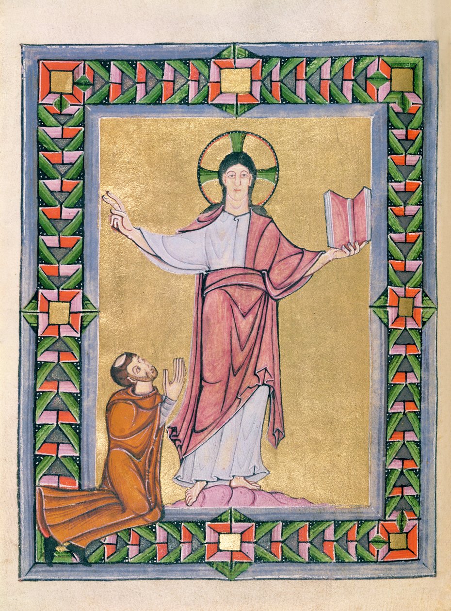 Oddanie Chrystusowi, z sakramentarza Echternach, ok. 1030 autorstwa Frankish School