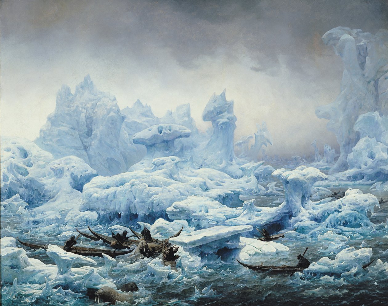 Łowienie morsa w Oceanie Arktycznym, 1841 autorstwa François Auguste Biard