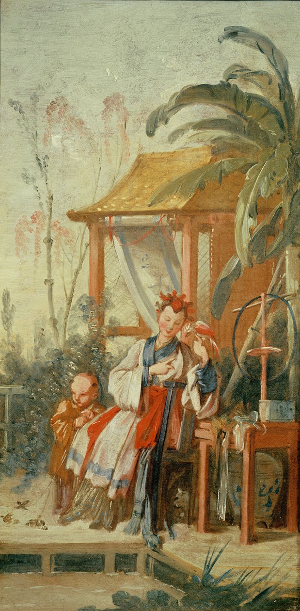 Ogród chiński, studium do karykatury gobelinowej, ok. 1742 r. autorstwa François Boucher