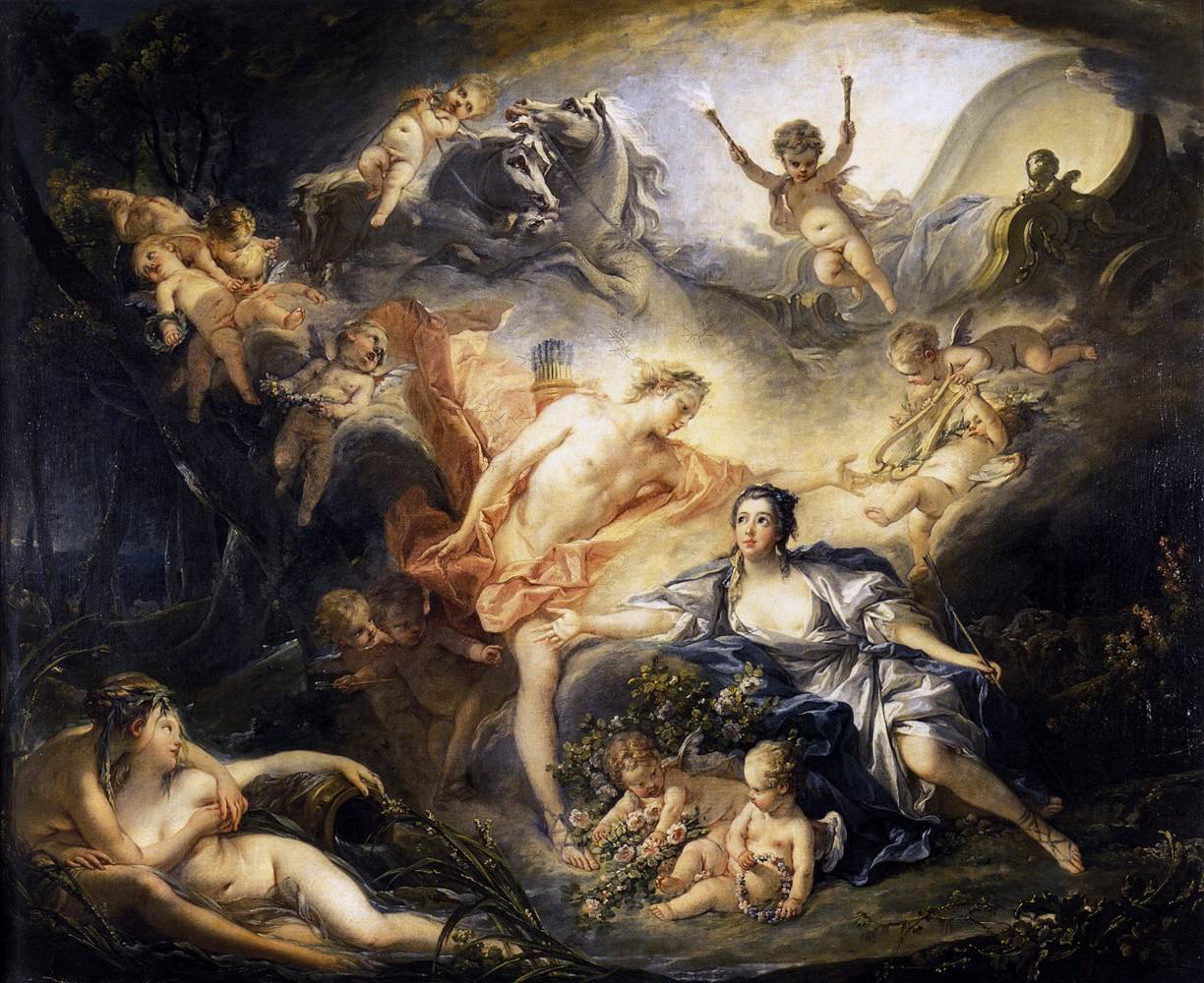 Apollo objawia swoją boskość przed pasterzem Isse autorstwa François Boucher