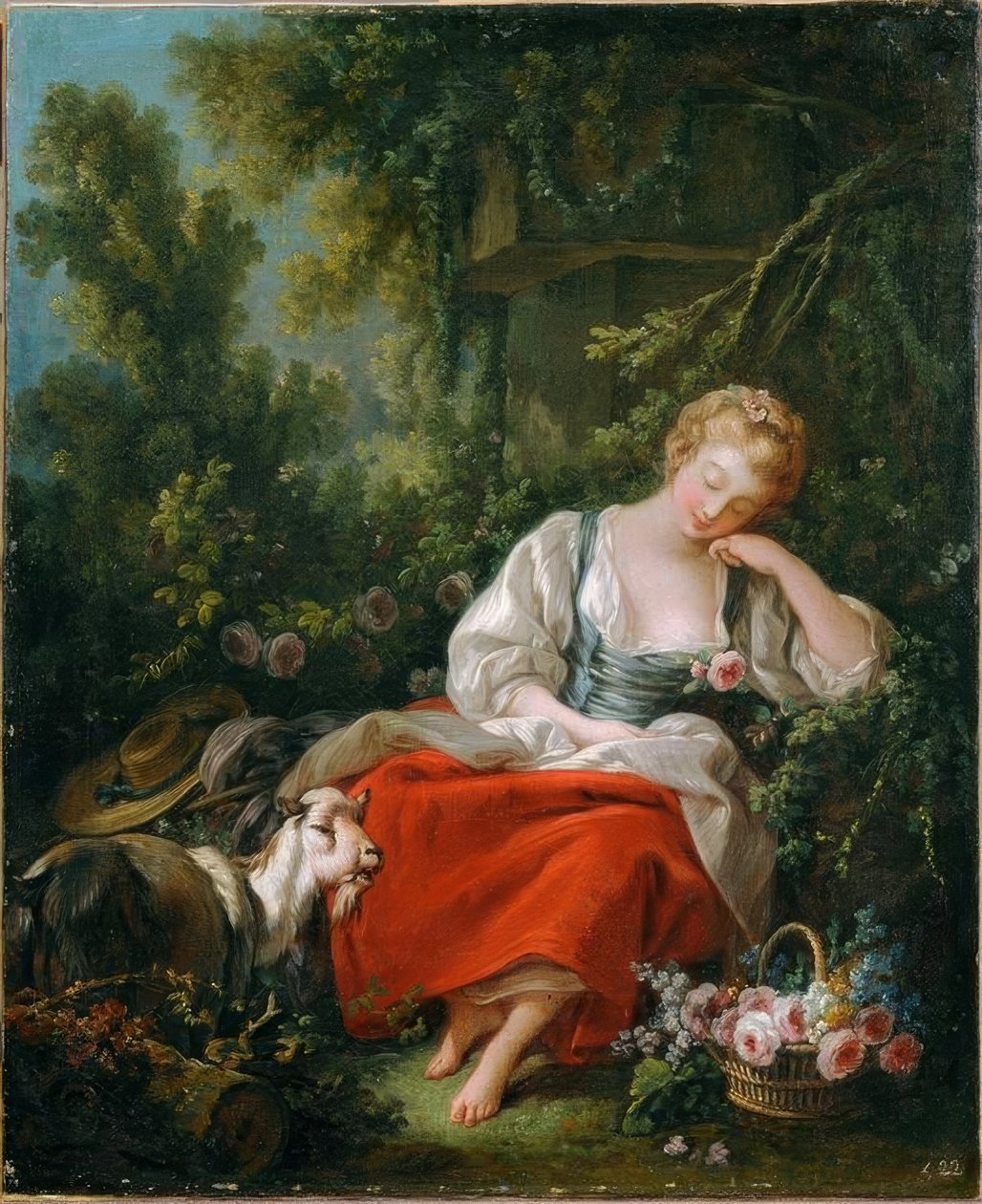 Śniąca pasterka autorstwa François Boucher