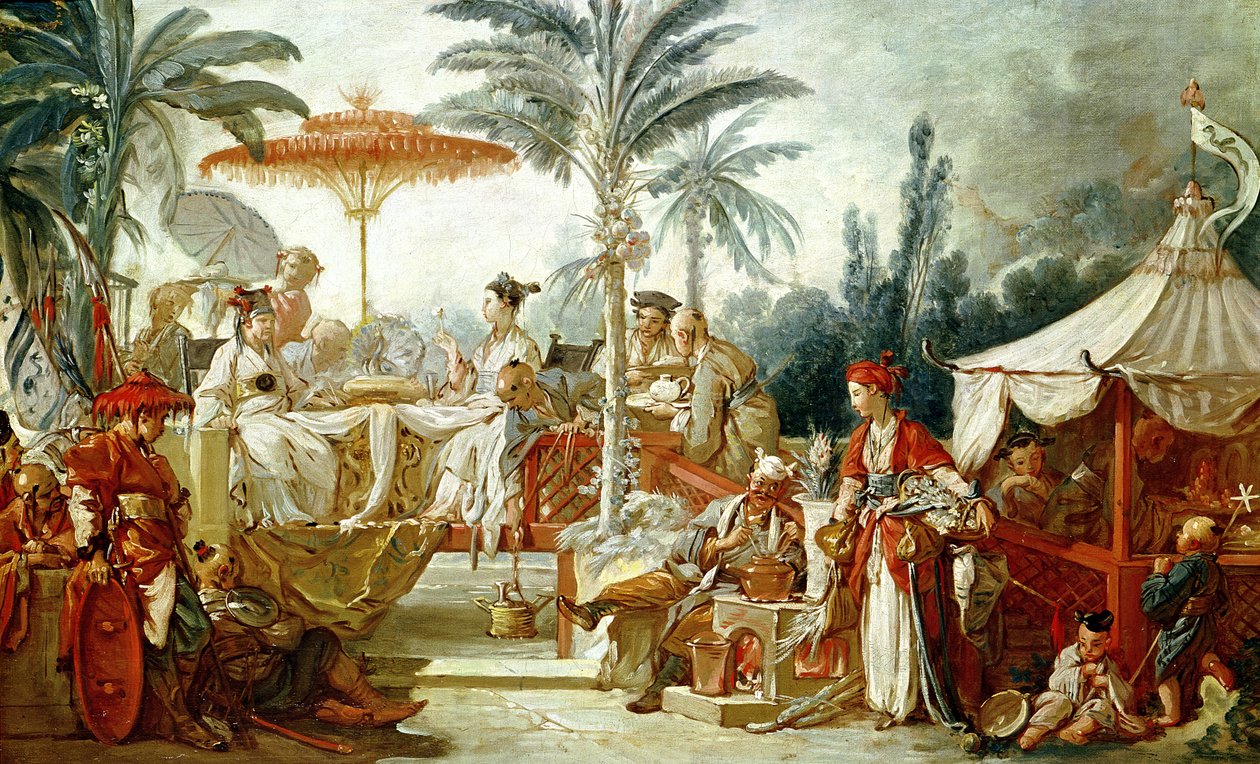 Święto cesarza chińskiego, studium do karykatury gobelinowej, ok. 1742 r. autorstwa François Boucher