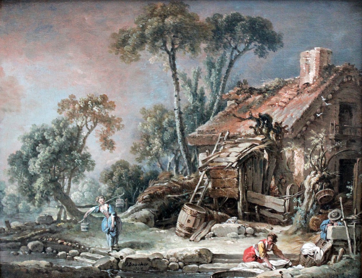 Krajobraz z domem wiejskim autorstwa François Boucher