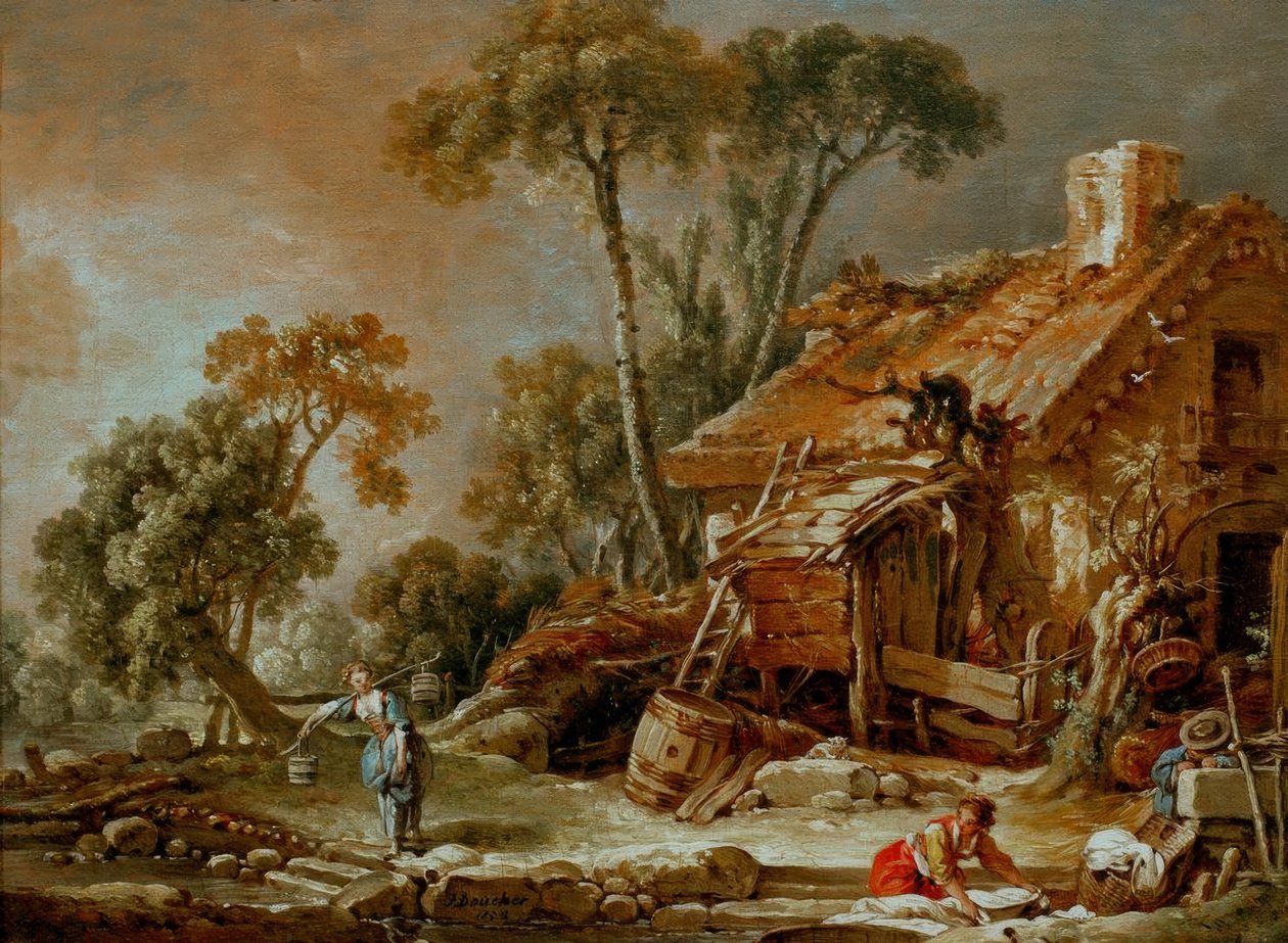 Krajobraz z domem wiejskim autorstwa François Boucher