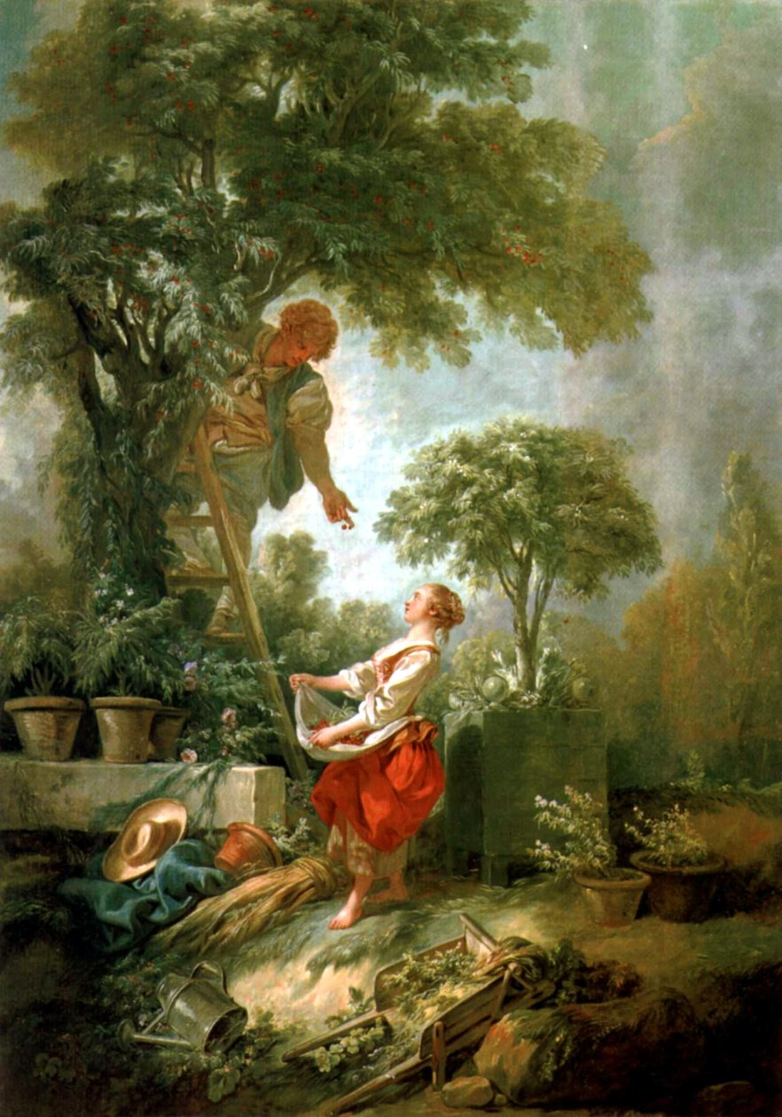 Krajobraz ze zbieraczem wiśni autorstwa François Boucher