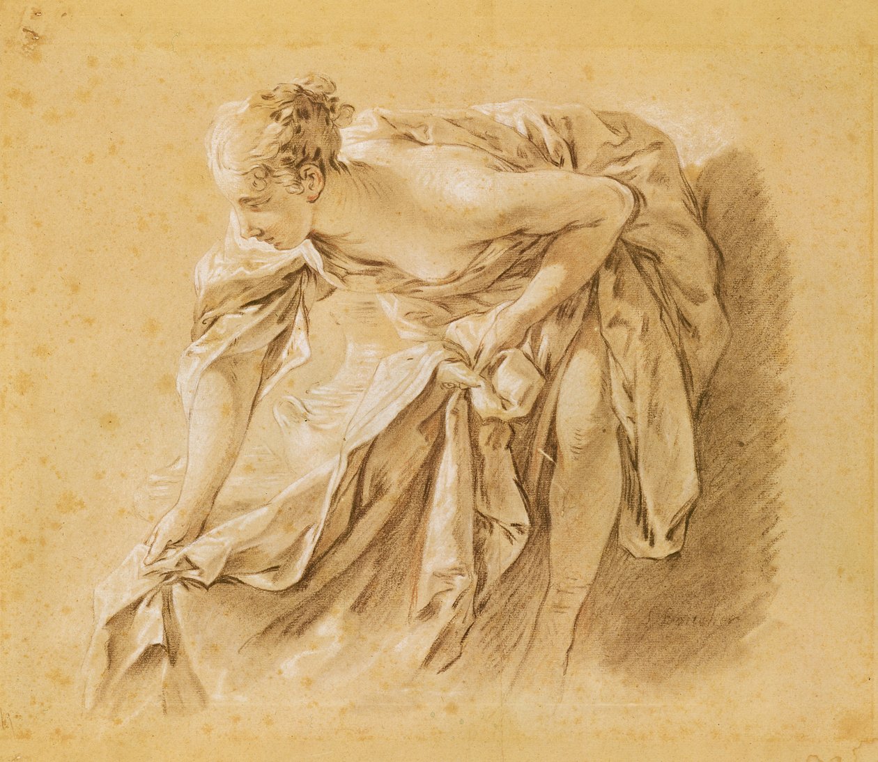 Częściowo naga kobieta w kąpieli autorstwa François Boucher