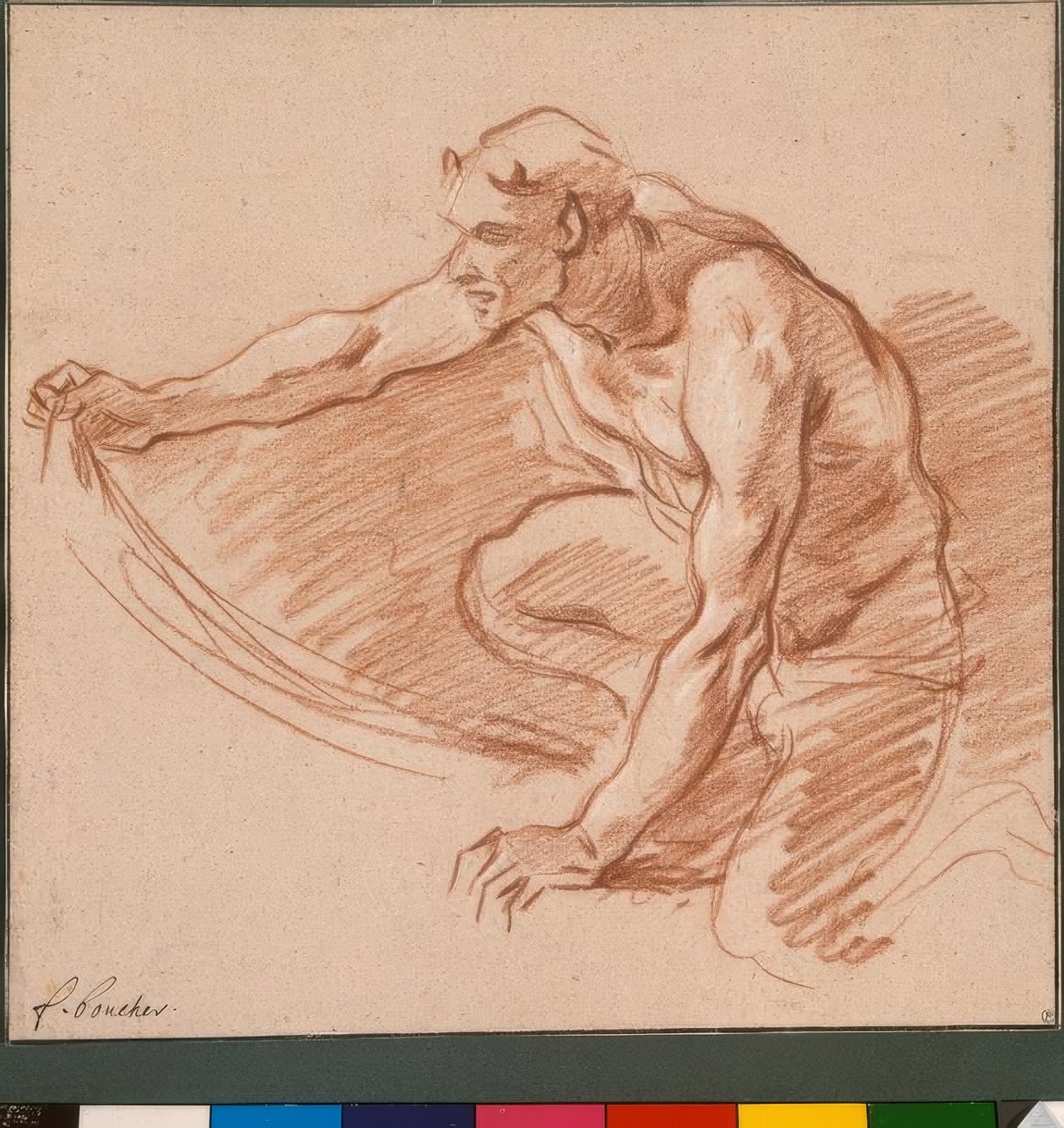 Satyr trzymający draperię autorstwa François Boucher