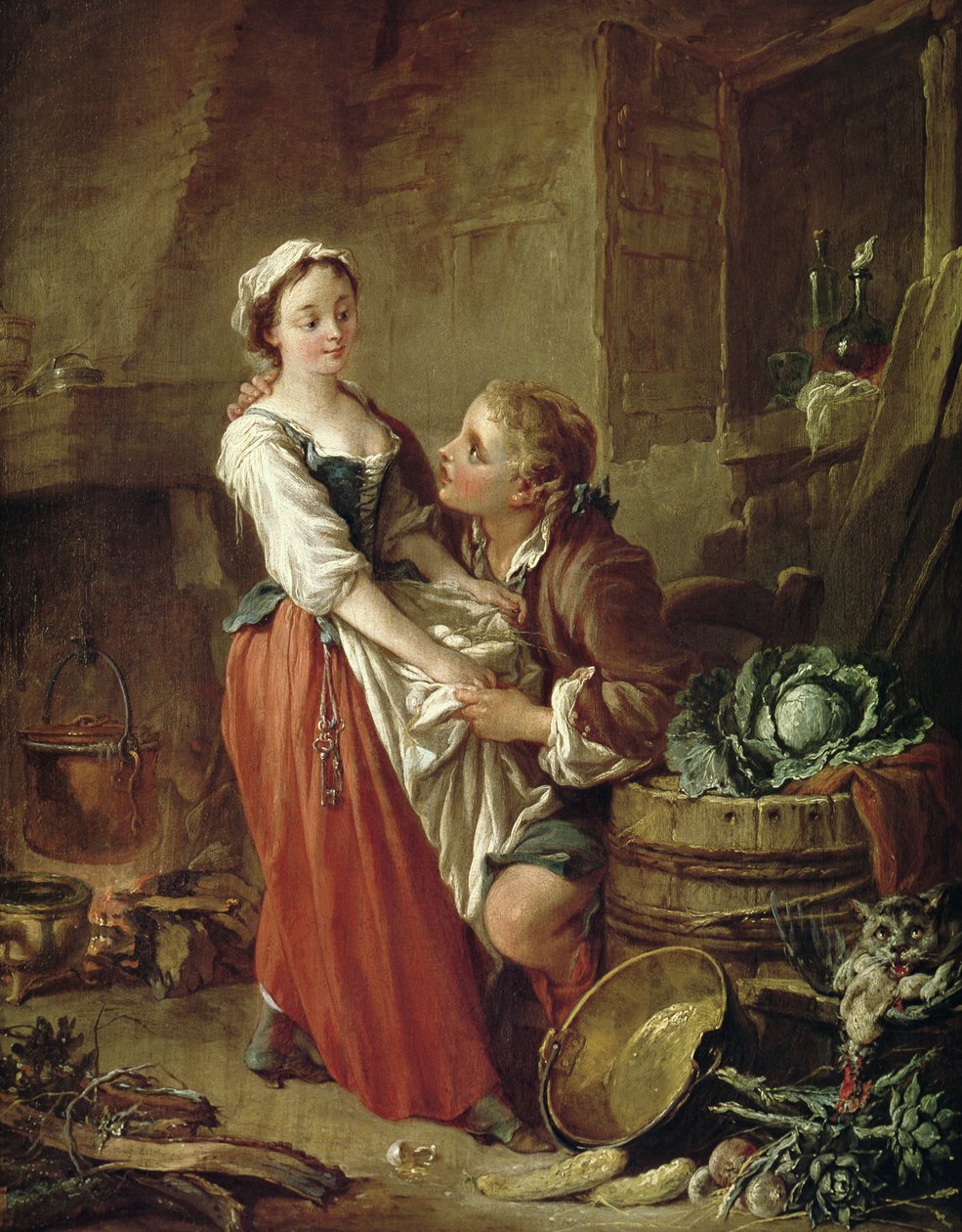 Piękna pokojówka w kuchni autorstwa François Boucher