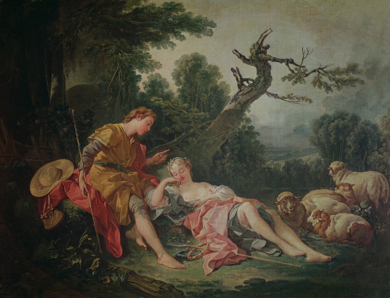 Śpiąca pasterka autorstwa François Boucher