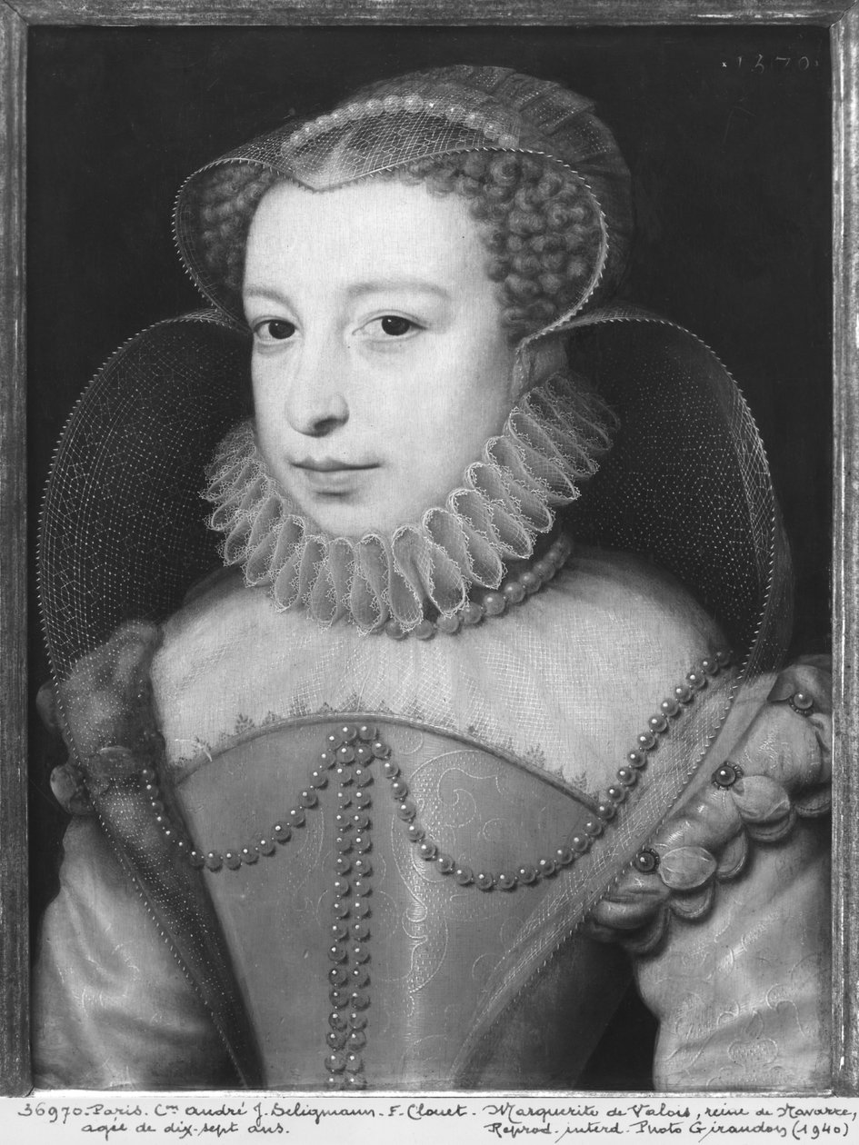 Marguerite de Valois (1553-1615) królowa Nawarry, znana jako królowa Margot, lat 17, 1570 autorstwa François Clouet