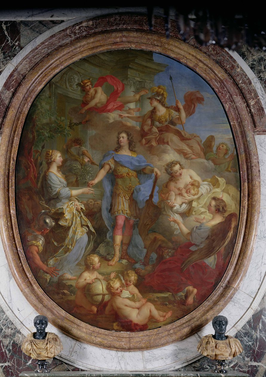 Луис XV (1710-74) Европт энх тайвныг өгөх нь, 1729 он autorstwa François Lemoyne