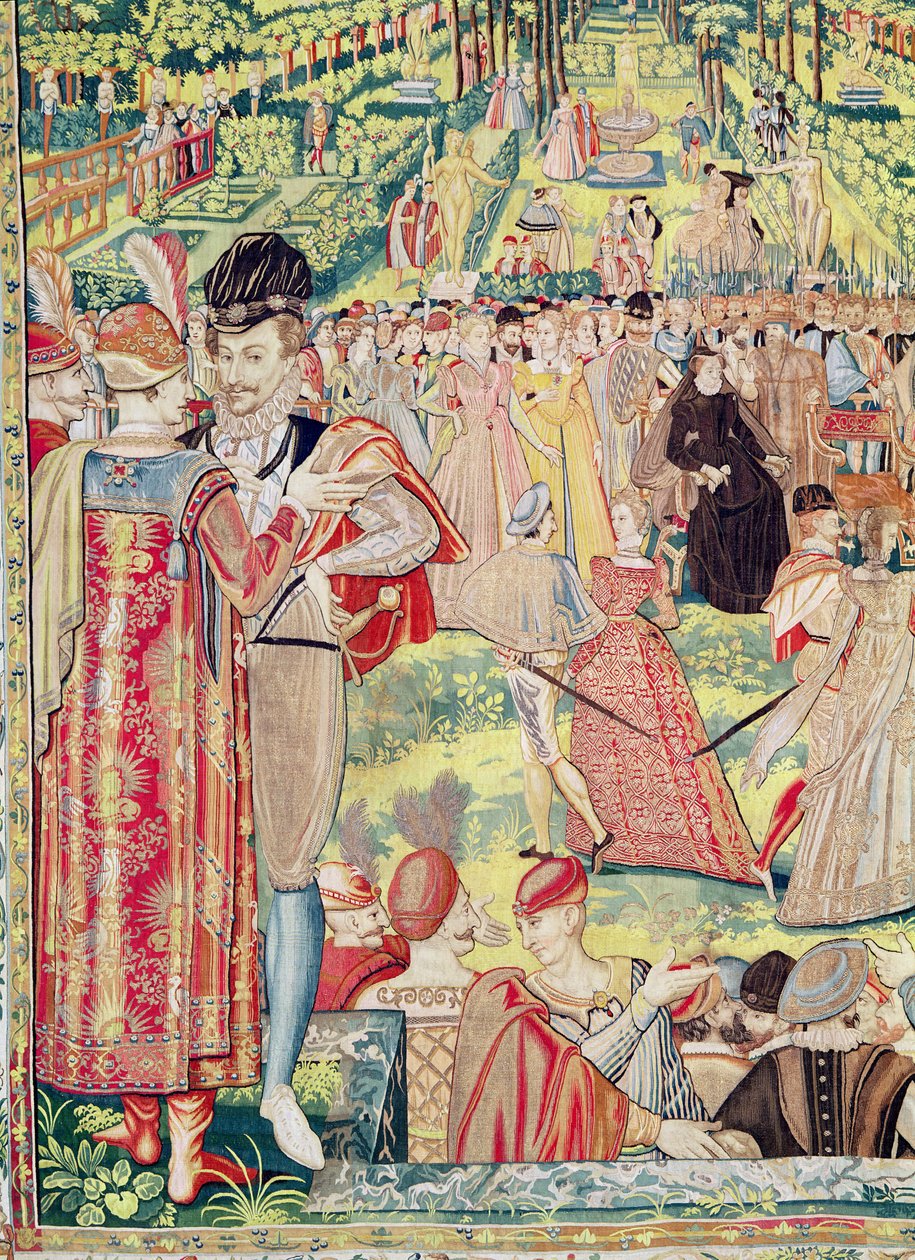 Festyn Dworski w Paryżu 1573 na cześć Ambasadorów Polskich w Obecności Katarzyny Medycejskiej i Henryka III (gobelin) autorstwa François Quesnel