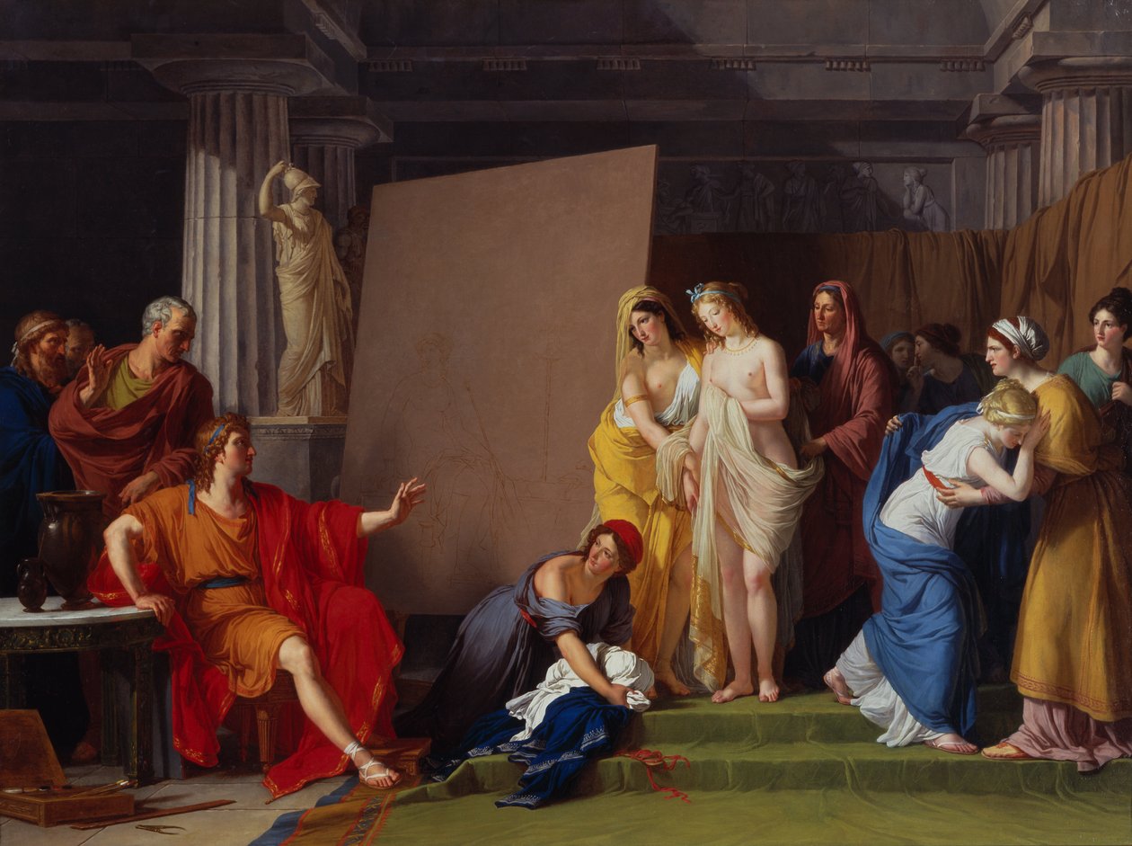 Zeuxis wybiera swoje modele do wizerunku Heleny spośród dziewcząt z Kroton autorstwa François André Vincent