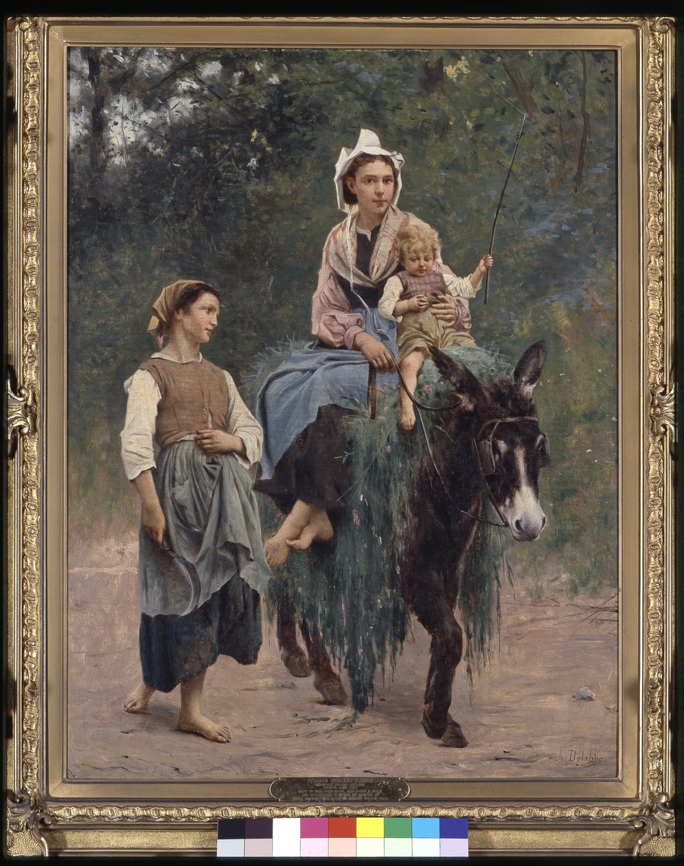 Włoska rodzina chłopska, data nieznana (olej na płótnie) autorstwa François Alfred Delobbe