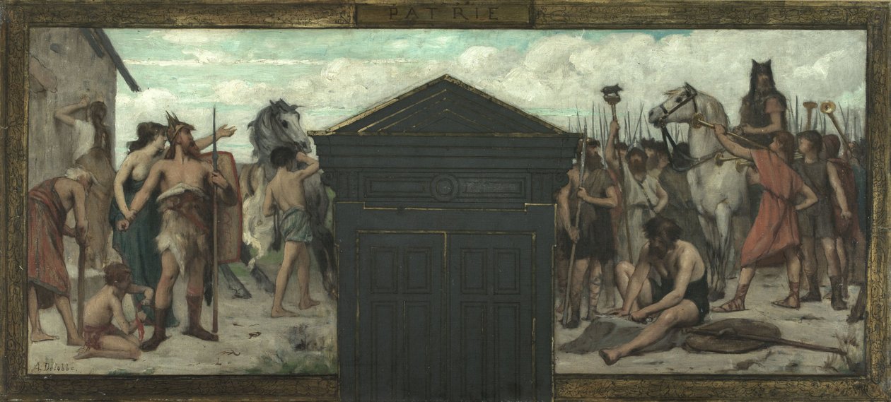 Szkic ratusza w 15. dzielnicy: La Patrie, między 1883 a 1884 (olej na płótnie) autorstwa François Alfred Delobbe