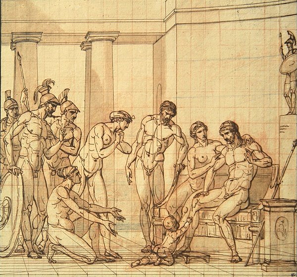 Niemowlę Pyrrhus przed Glaucias autorstwa François André Vincent