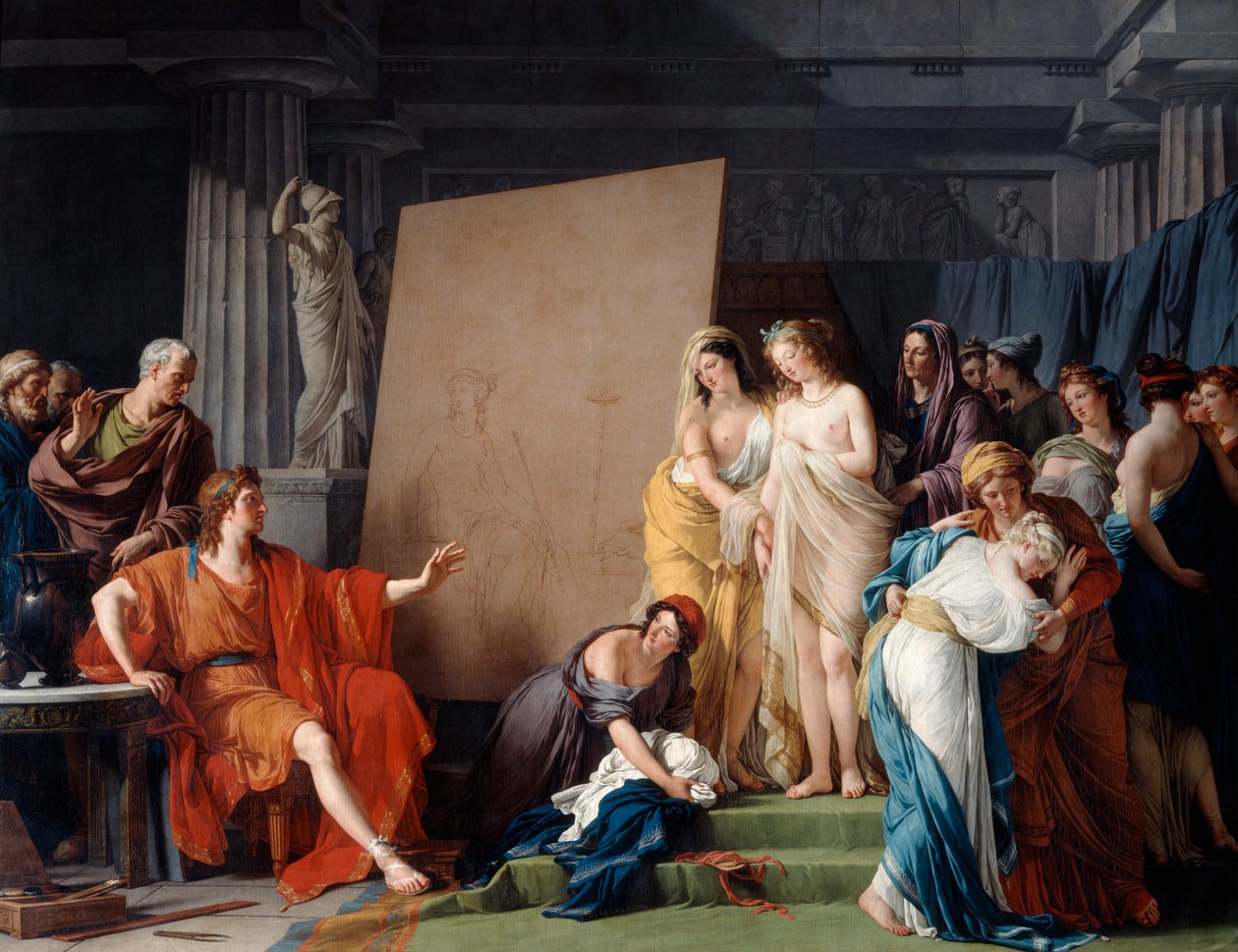 Zeuxis wybiera model spośród pięknych dziewczyn z Kroton, 1789 autorstwa François André Vincent