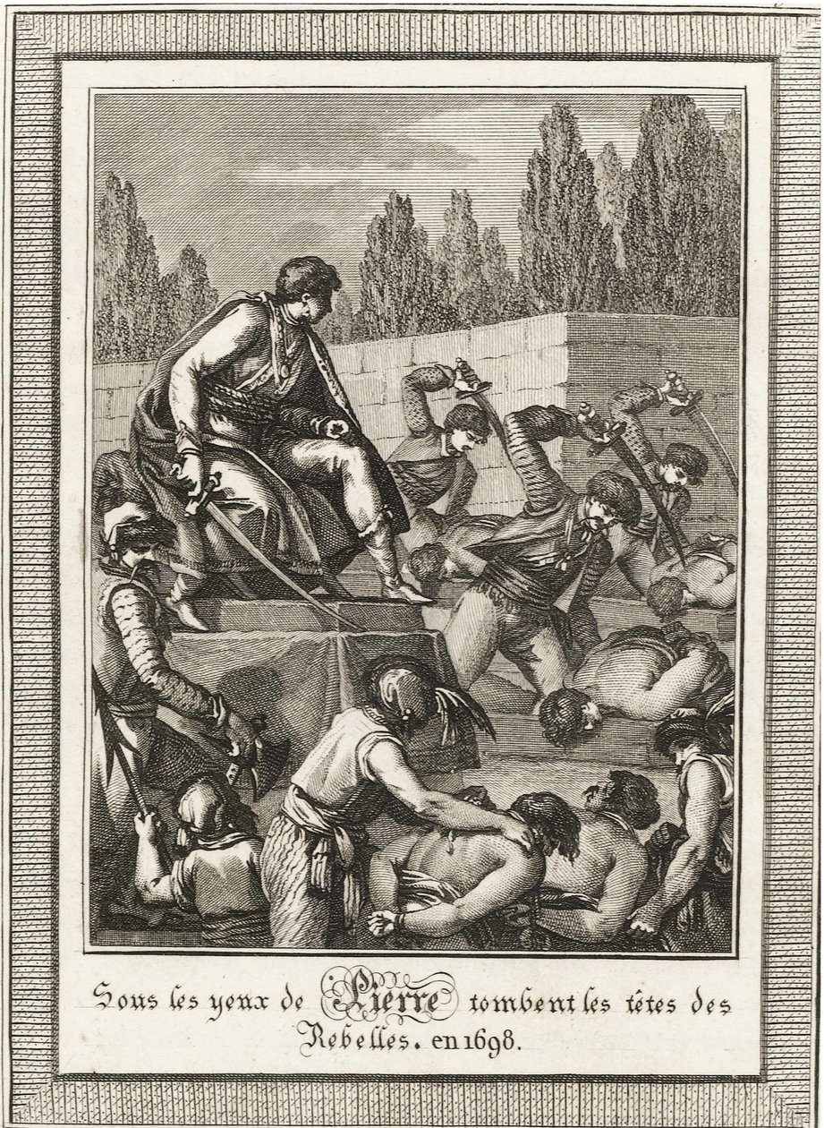 Wykonanie Streltsy. Od: Histoire de Russie Blin de Sainmore, c. 1800 autorstwa François Anne David
