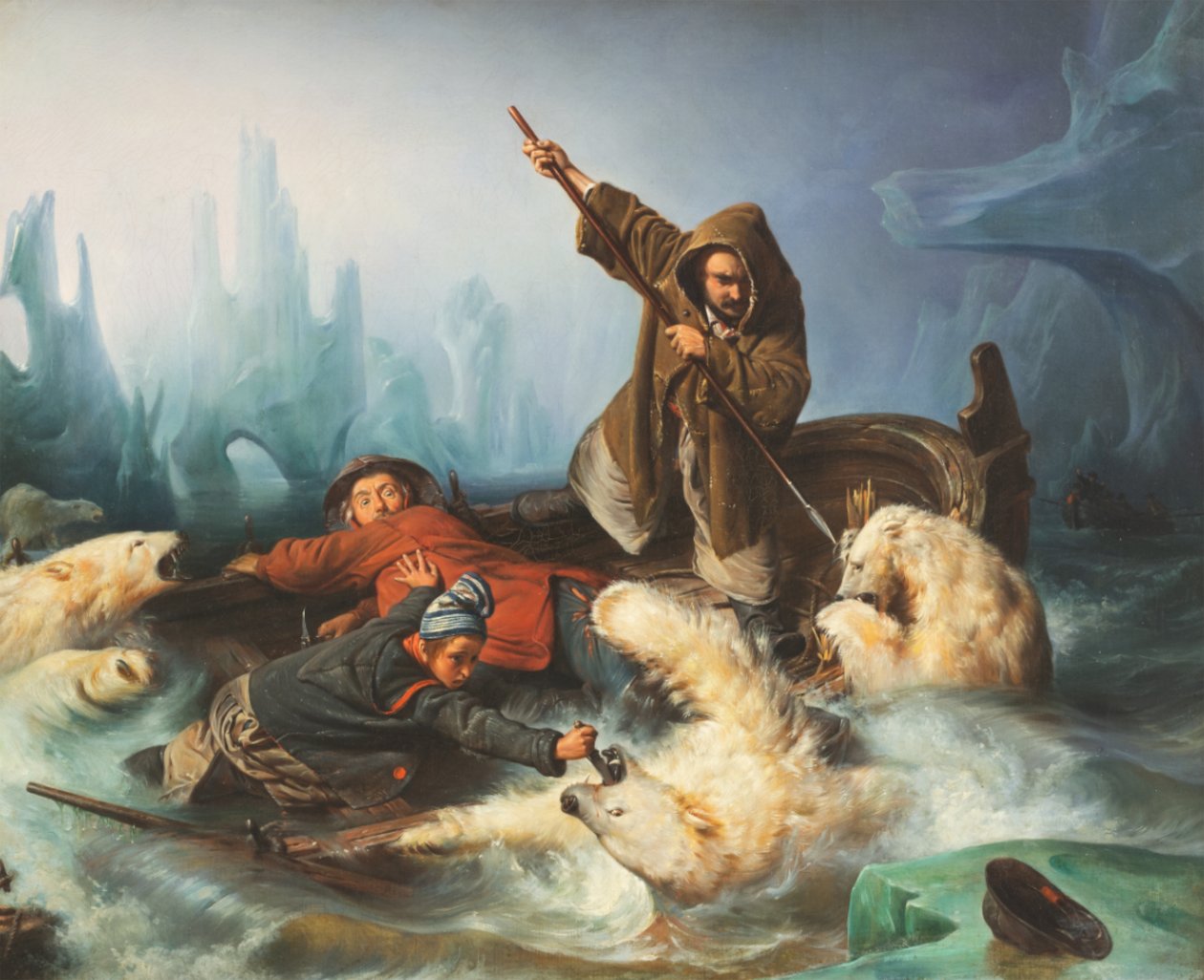 Walczące niedźwiedzie polarne, 1839. autorstwa François August Biard