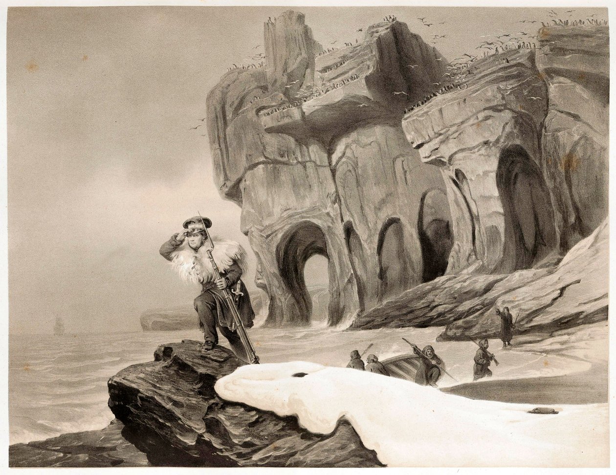 Bear Island z Travels in Scandinavia, Lapland, Spitsbergen and the Faroes, wyd. 1852. autorstwa François Auguste Biard