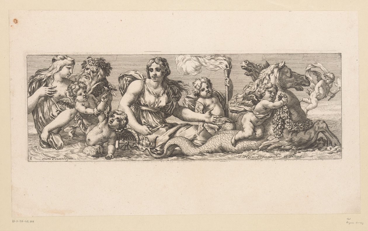 Święta Katarzyna z Nereidami, Satyrami i Fantastycznymi Zwierzętami w Wodzie Mitologiczne postacie nad wodą (tytuł serii) autorstwa François Bignon (attributed to)