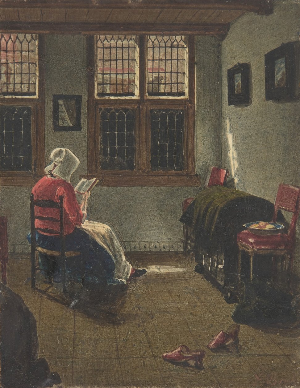 Kobieta czytająca według Pietera Janssensa Elingi, 1846-47. autorstwa François Bonvin