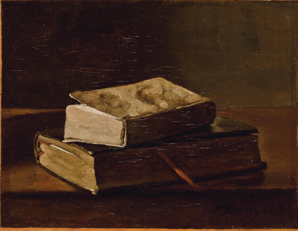 Martwa natura z dwiema książkami, 1858 autorstwa François Bonvin