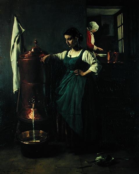 Miedziana fontanna do picia, 1861 autorstwa François Bonvin