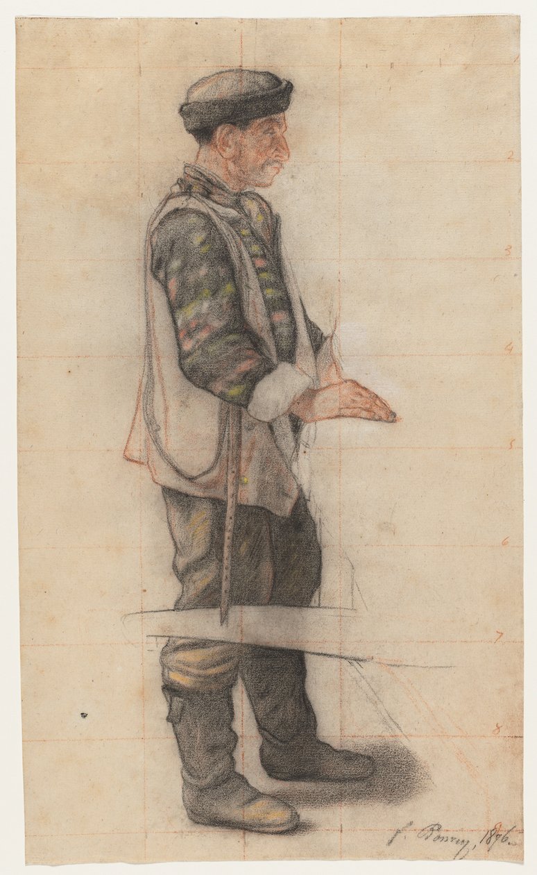 Studium na noszach dla upadłego dekarza, 1876. autorstwa François Bonvin
