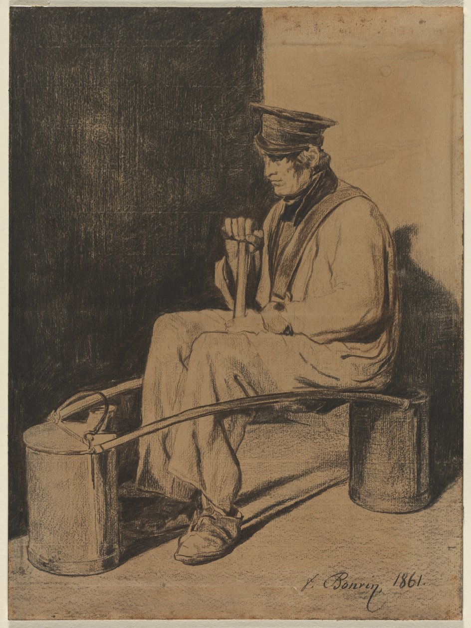 Nosiciel wody siedzący na swoim jarzmie, 1861. autorstwa François Bonvin