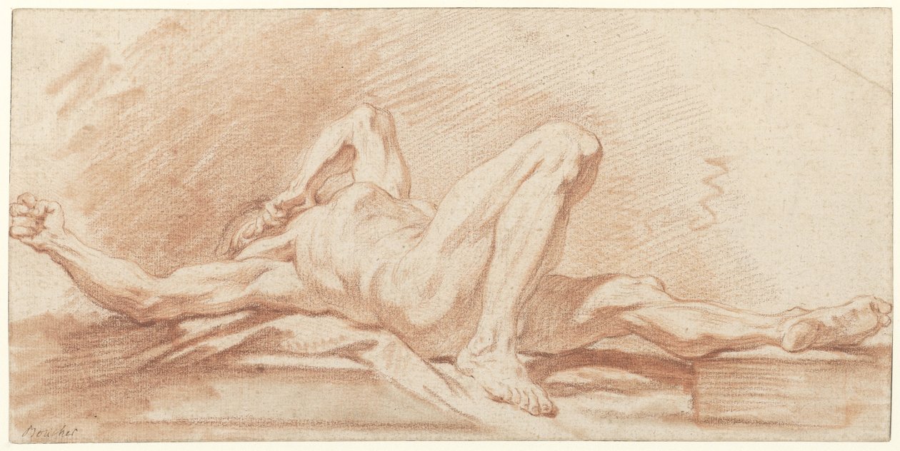 Studium leżącego nagiego mężczyzny autorstwa François Boucher (possibly)