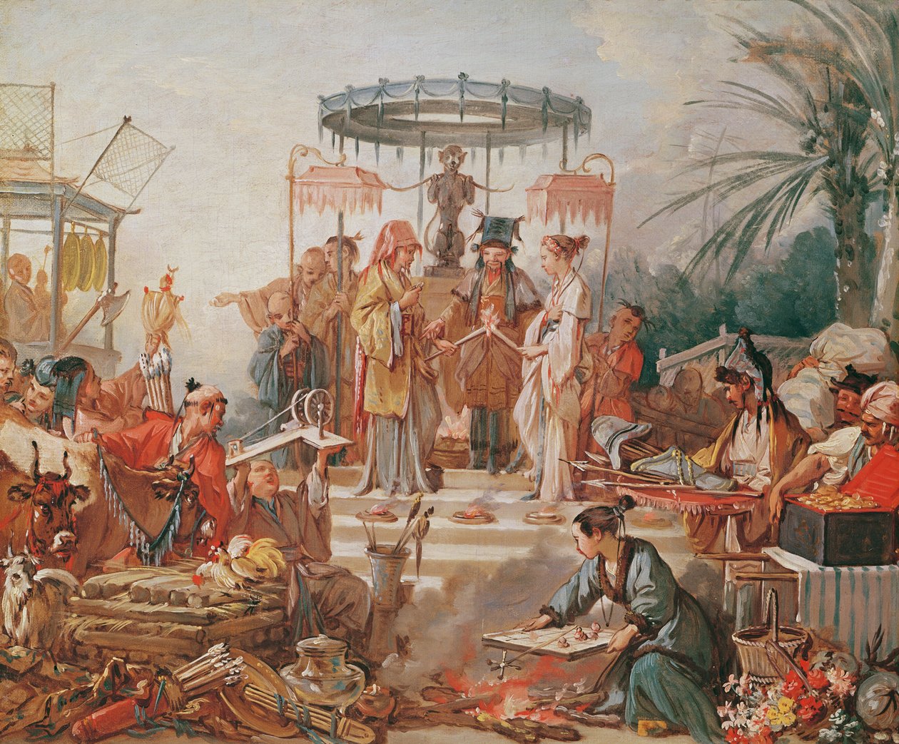 Chińskie małżeństwo, studium do karykatury gobelinowej, ok. 1742 r. autorstwa François Boucher