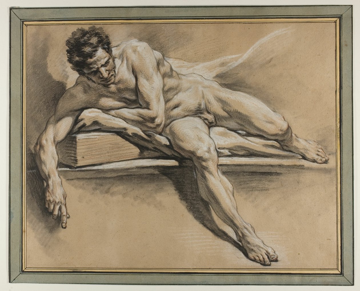 Akademickie studium leżącej nagości męskiej autorstwa François Boucher