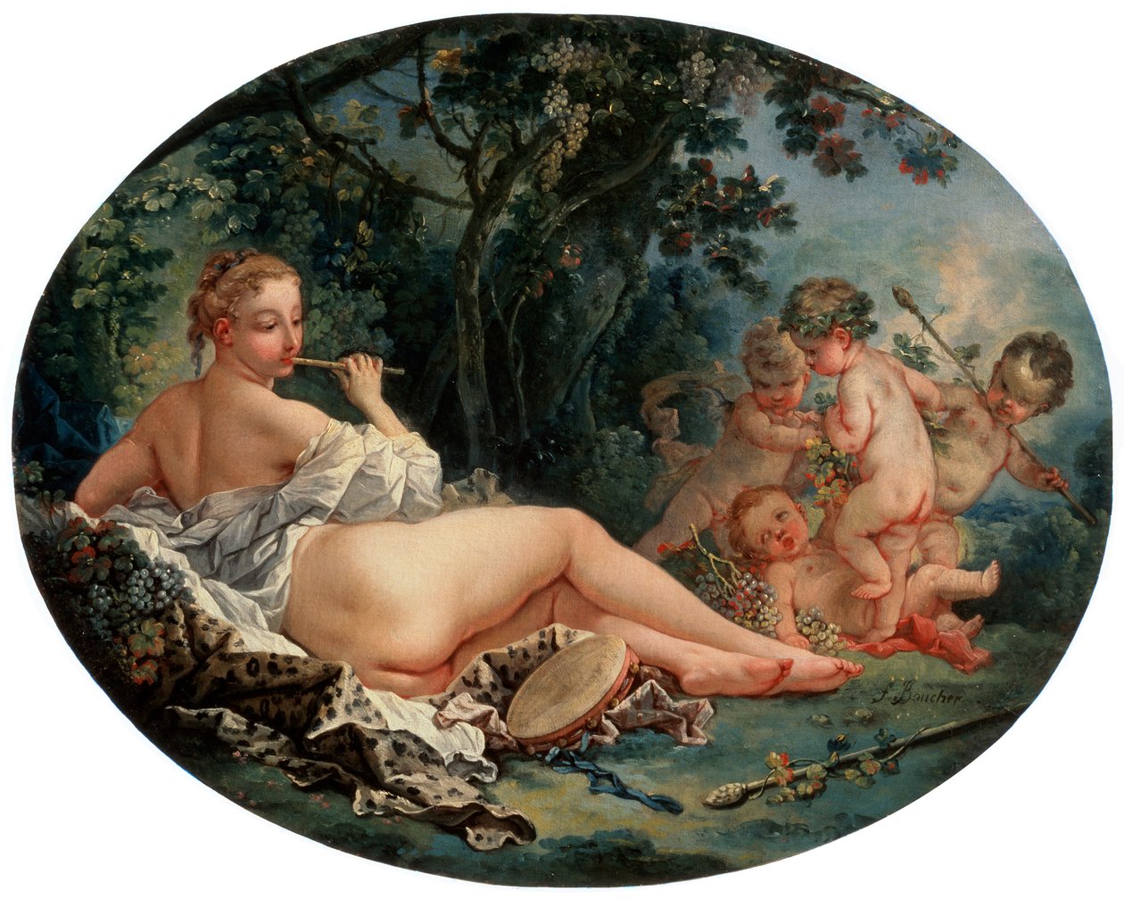 Bachantka grająca na piszczałce, XVIII w. autorstwa François Boucher