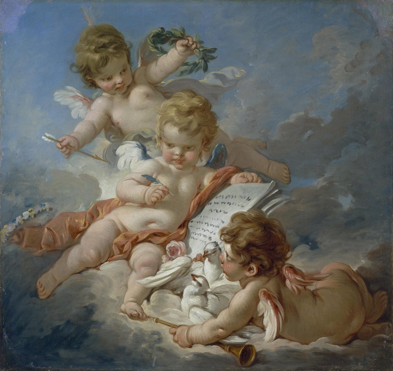 Boucher - Kupidyny. Alegoria poezji, lata sześćdziesiąte XVIII wieku autorstwa François Boucher