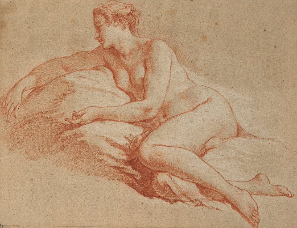 Boucher - leżąca naga kobieta zwrócona w lewo autorstwa François Boucher