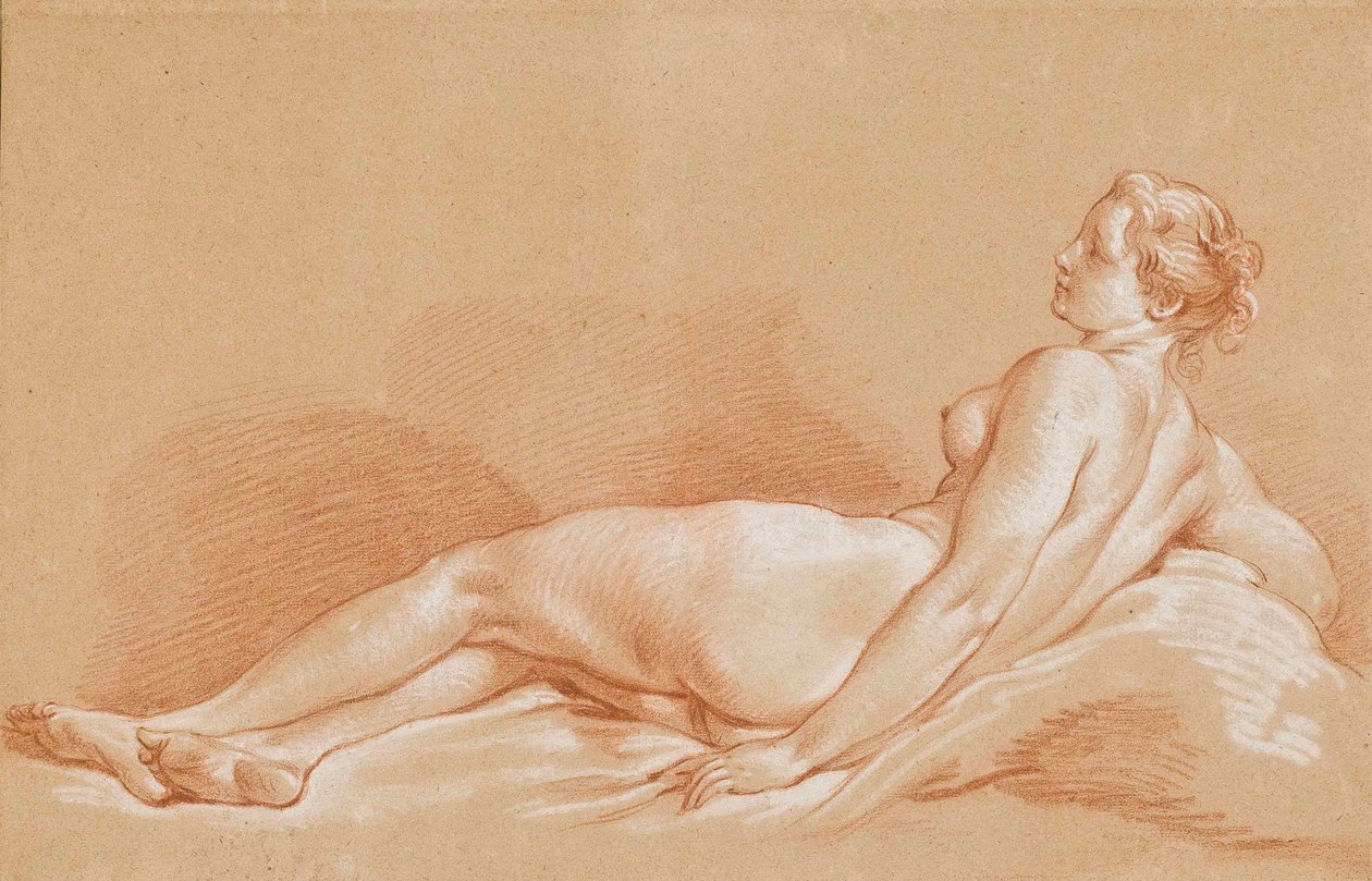 Boucher - Młoda kobieta w pozycji leżącej autorstwa François Boucher
